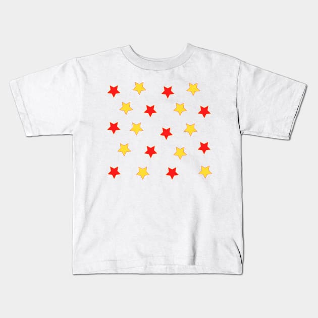 Red and Gold Stars Kids T-Shirt by ampp